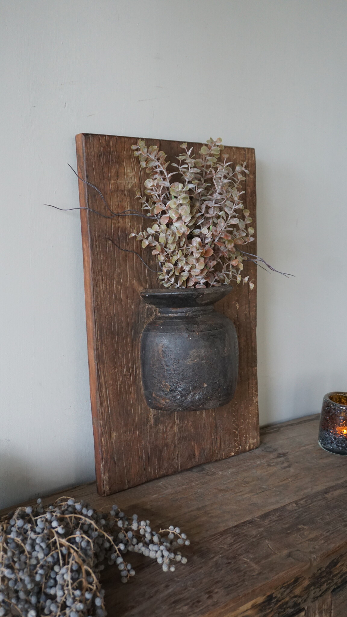 Rene Houtman Wandpaneel Met Vaas/Kruik | Houten Lijst | Nr 9 | H56xB35,5 cm