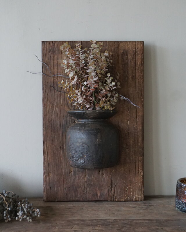 Rene Houtman Wandpaneel Met Vaas/Kruik | Houten Lijst | Nr 9 | H56xB35,5 cm