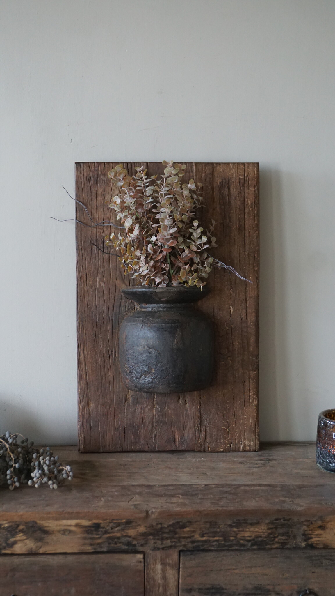 Rene Houtman Wandpaneel Met Vaas/Kruik | Houten Lijst | Nr 9 | H56xB35,5 cm