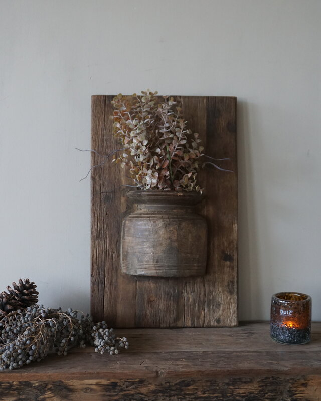 Rene Houtman Wandpaneel Met Vaas/Kruik | Houten Lijst | Nr 10 | H56xB35,5 cm