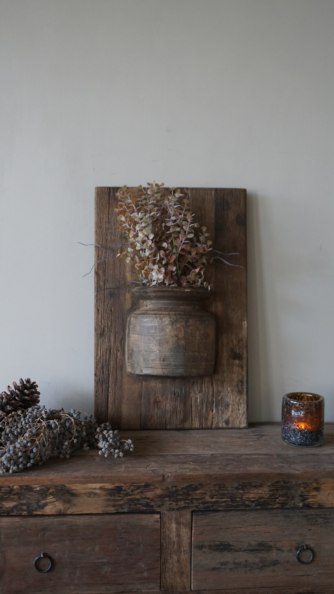 Rene Houtman Wandpaneel Met Vaas/Kruik | Houten Lijst | Nr 10 | H56xB35,5 cm