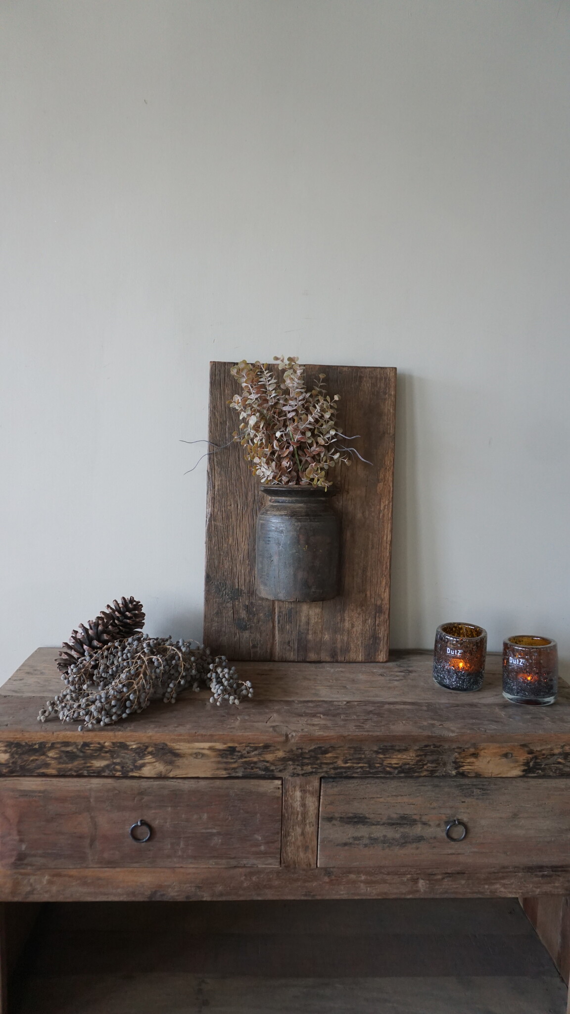 Rene Houtman Wandpaneel Met Vaas/Kruik | Houten Lijst | Nr 11 | H56xB35,5 cm