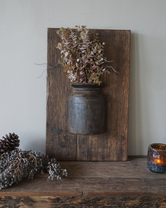Rene Houtman Wandpaneel Met Vaas/Kruik | Houten Lijst | Nr 11 | H56xB35,5 cm