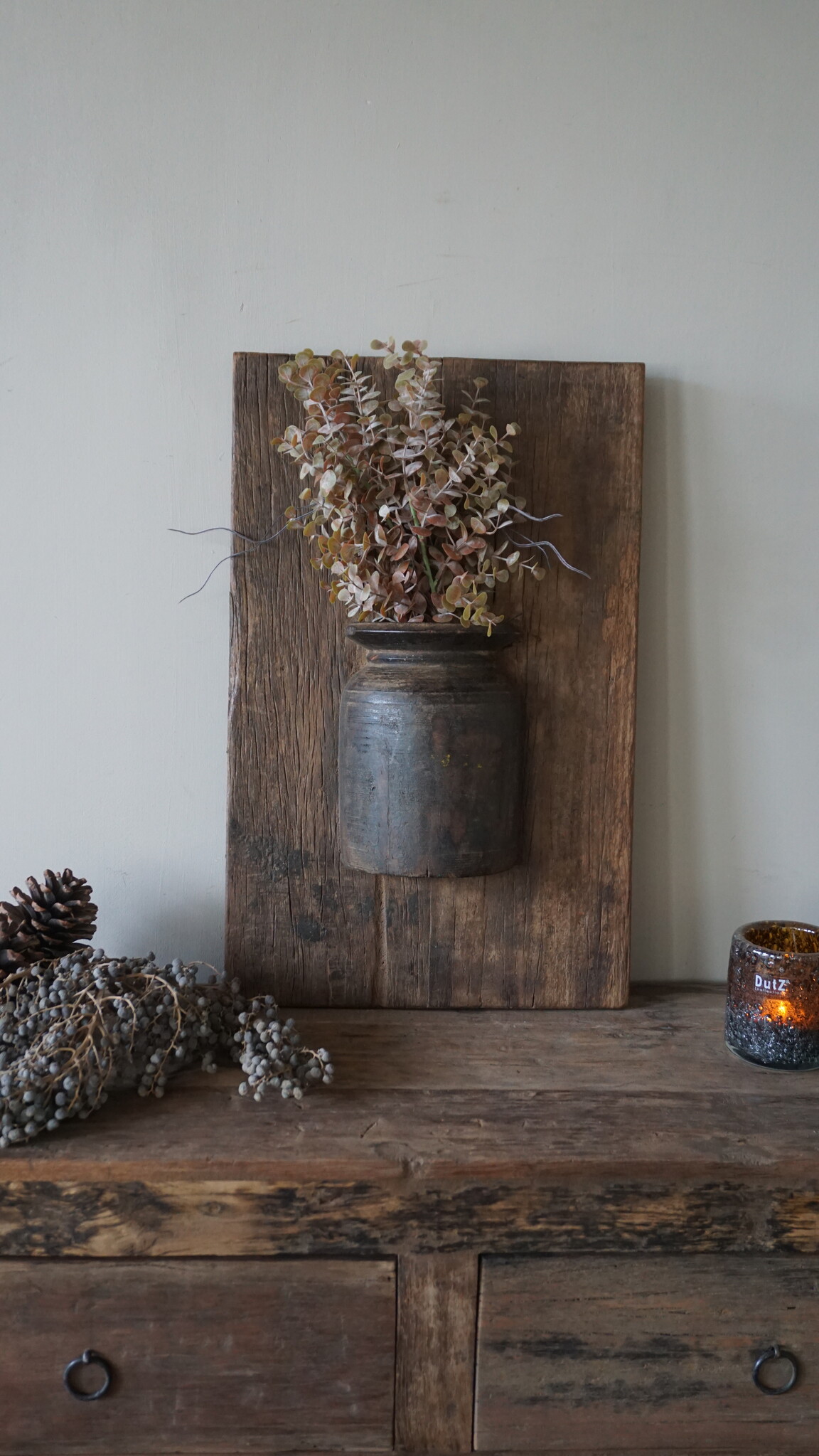 Rene Houtman Wandpaneel Met Vaas/Kruik | Houten Lijst | Nr 11 | H56xB35,5 cm