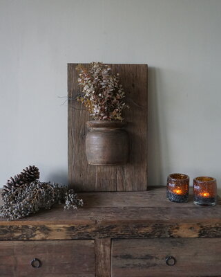 Rene Houtman Wandpaneel Met Vaas/Kruik | Houten Lijst | Nr 12 | H56xB35 cm