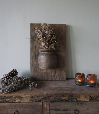 Rene Houtman Wandpaneel Met Vaas/Kruik | Houten Lijst | Nr 12 | H56xB35 cm