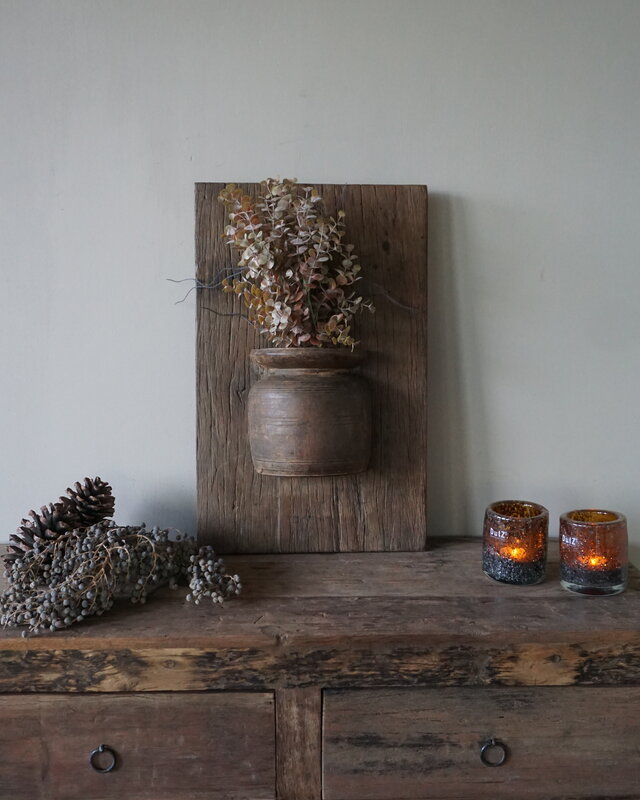 Rene Houtman Wandpaneel Met Vaas/Kruik | Houten Lijst | Nr 12 | H56xB35 cm