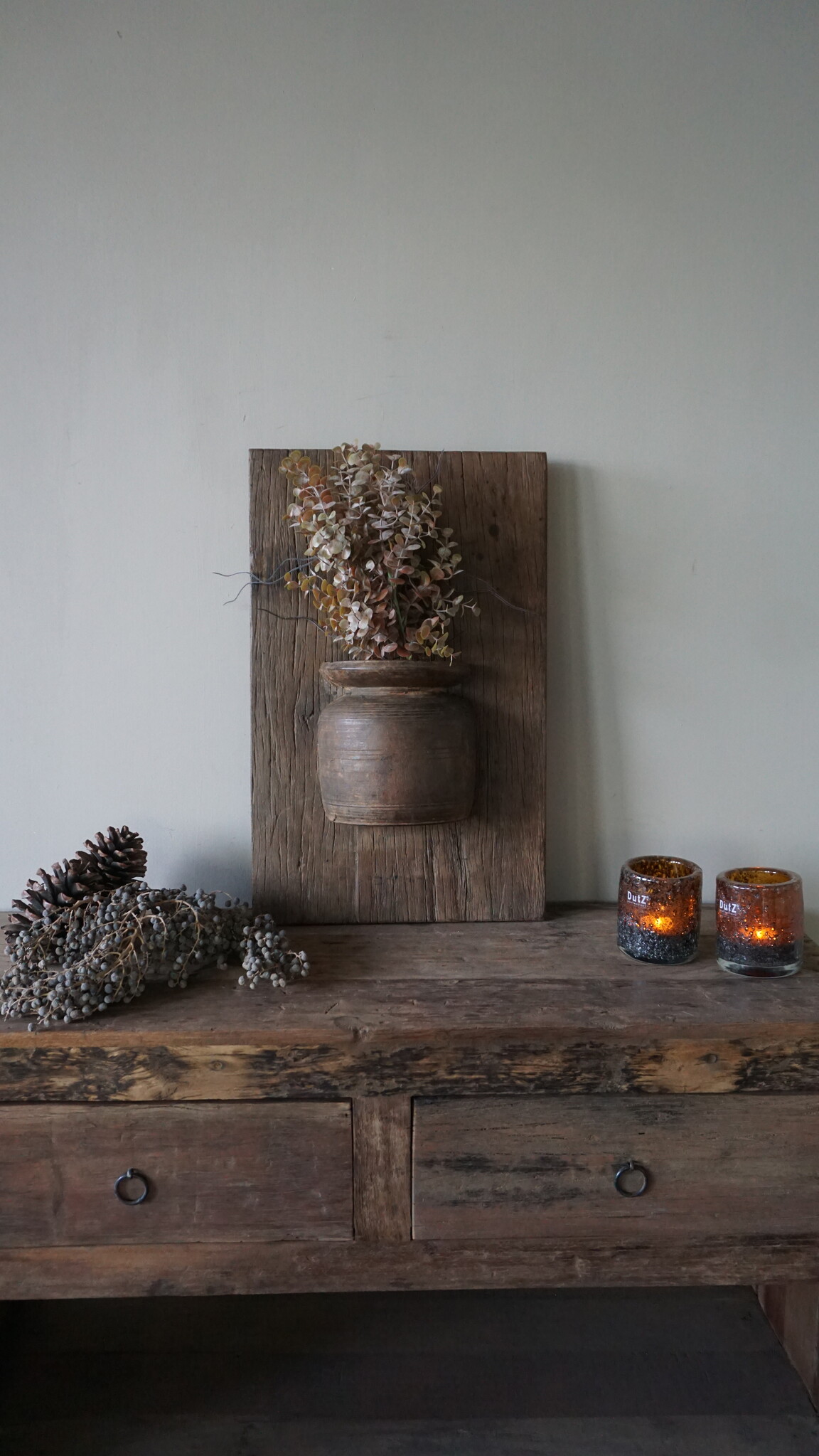 Rene Houtman Wandpaneel Met Vaas/Kruik | Houten Lijst | Nr 12 | H56xB35 cm