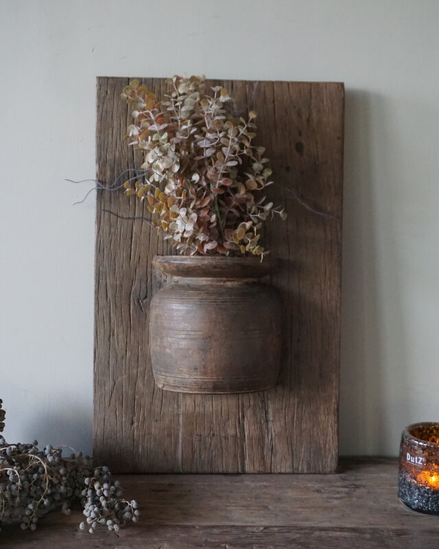Rene Houtman Wandpaneel Met Vaas/Kruik | Houten Lijst | Nr 12 | H56xB35 cm