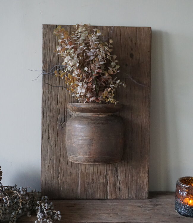 Rene Houtman Wandpaneel Met Vaas/Kruik | Houten Lijst | Nr 12 | H56xB35 cm