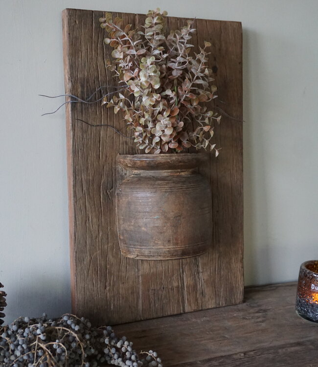 Rene Houtman Wandpaneel Met Vaas/Kruik | Houten Lijst | Nr 12 | H56xB35 cm