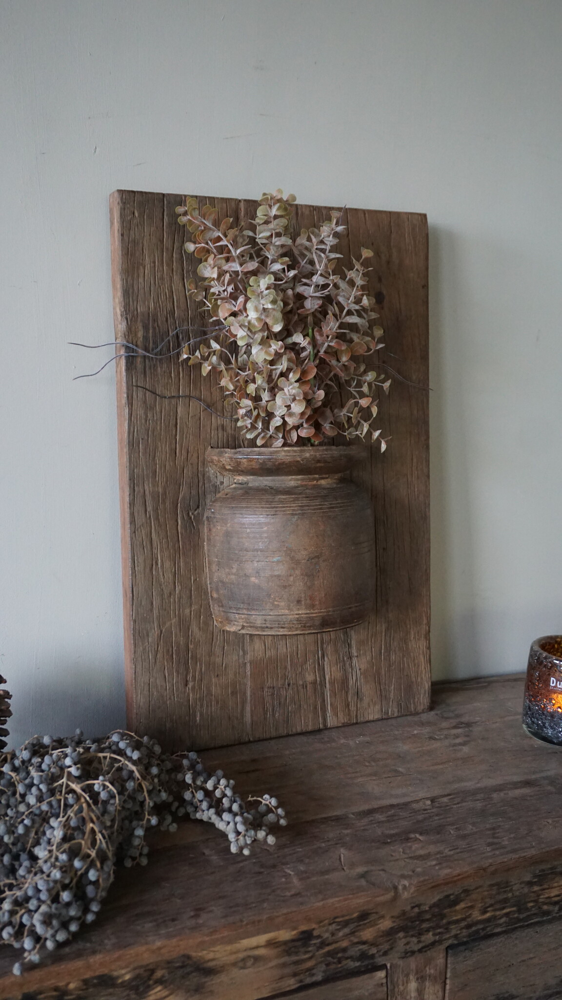 Rene Houtman Wandpaneel Met Vaas/Kruik | Houten Lijst | Nr 12 | H56xB35 cm