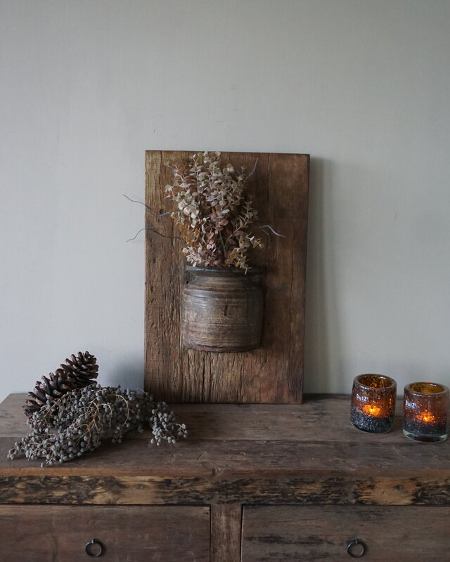 Rene Houtman Wandpaneel Met Vaas/Kruik | Houten Lijst | Nr 13 | H56xB36 cm