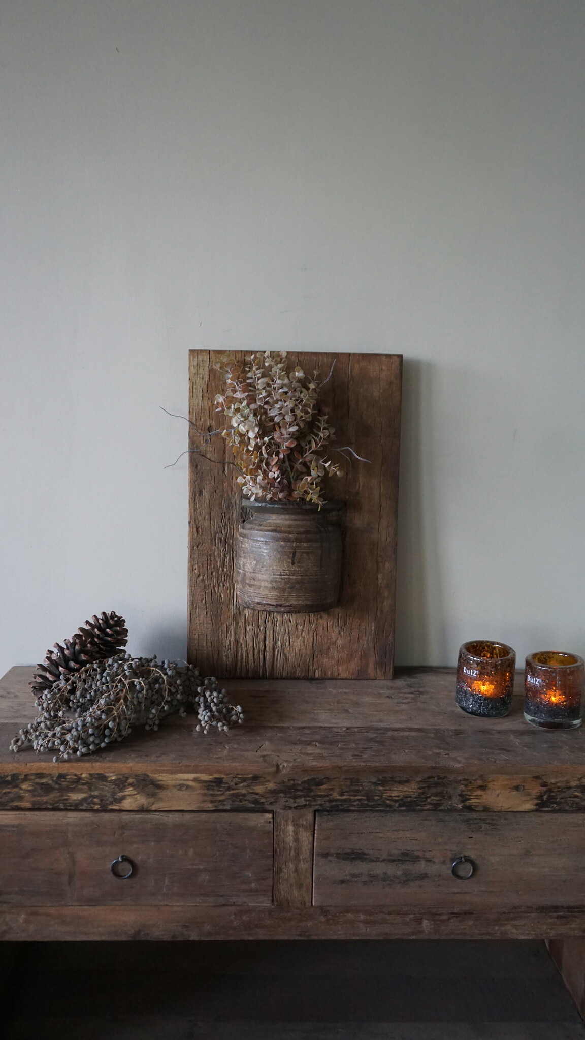 Rene Houtman Wandpaneel Met Vaas/Kruik | Houten Lijst | Nr 13 | H56xB36 cm