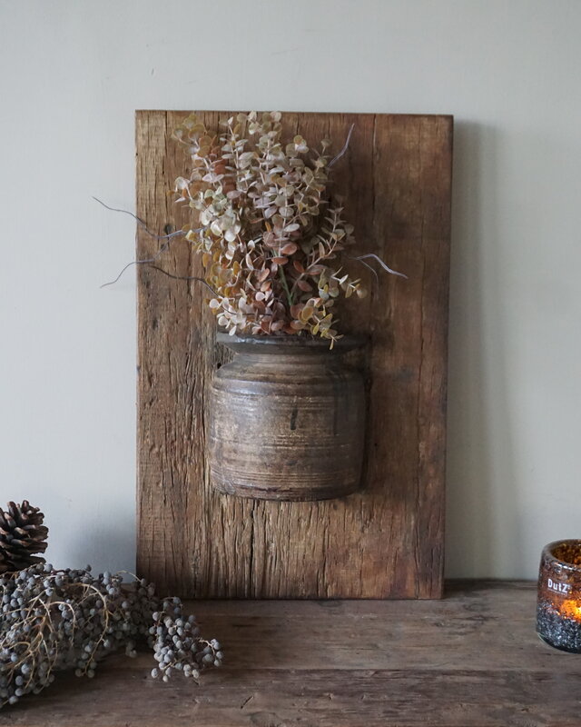 Rene Houtman Wandpaneel Met Vaas/Kruik | Houten Lijst | Nr 13 | H56xB36 cm