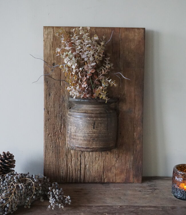 Rene Houtman Wandpaneel Met Vaas/Kruik | Houten Lijst | Nr 13 | H56xB36 cm