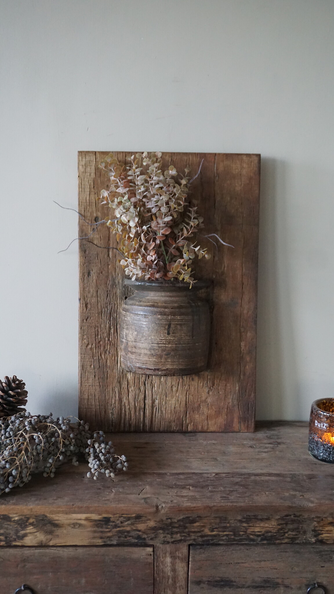 Rene Houtman Wandpaneel Met Vaas/Kruik | Houten Lijst | Nr 13 | H56xB36 cm