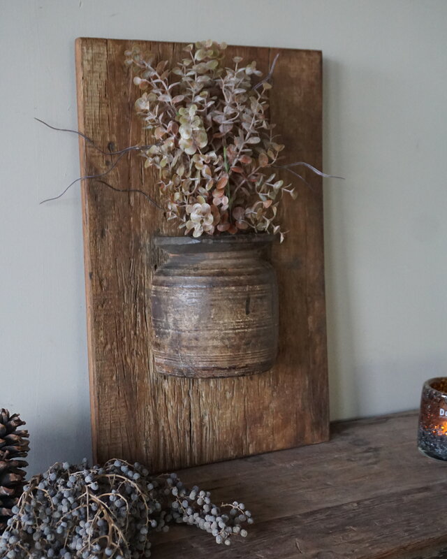 Rene Houtman Wandpaneel Met Vaas/Kruik | Houten Lijst | Nr 13 | H56xB36 cm