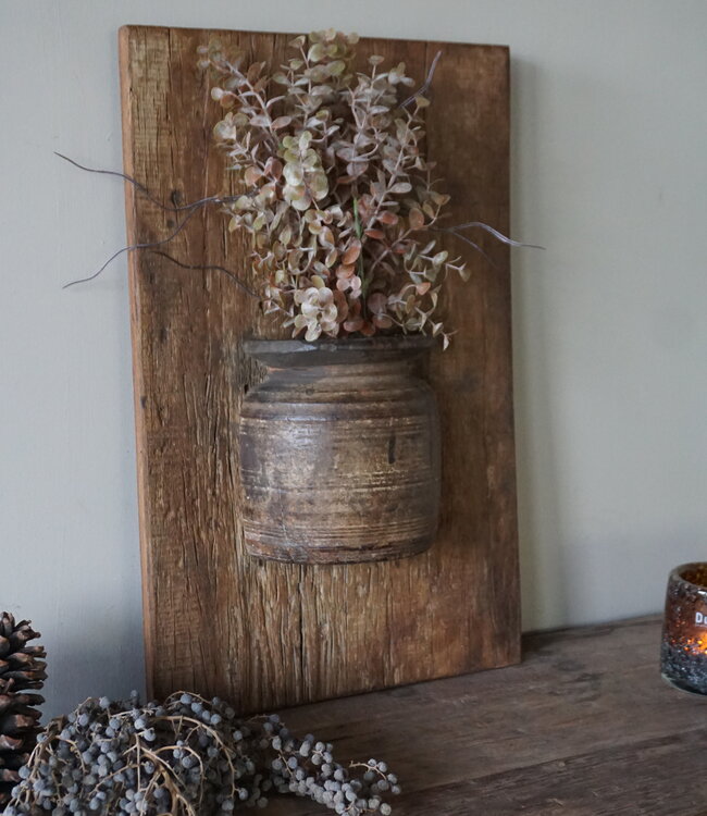 Rene Houtman Wandpaneel Met Vaas/Kruik | Houten Lijst | Nr 13 | H56xB36 cm