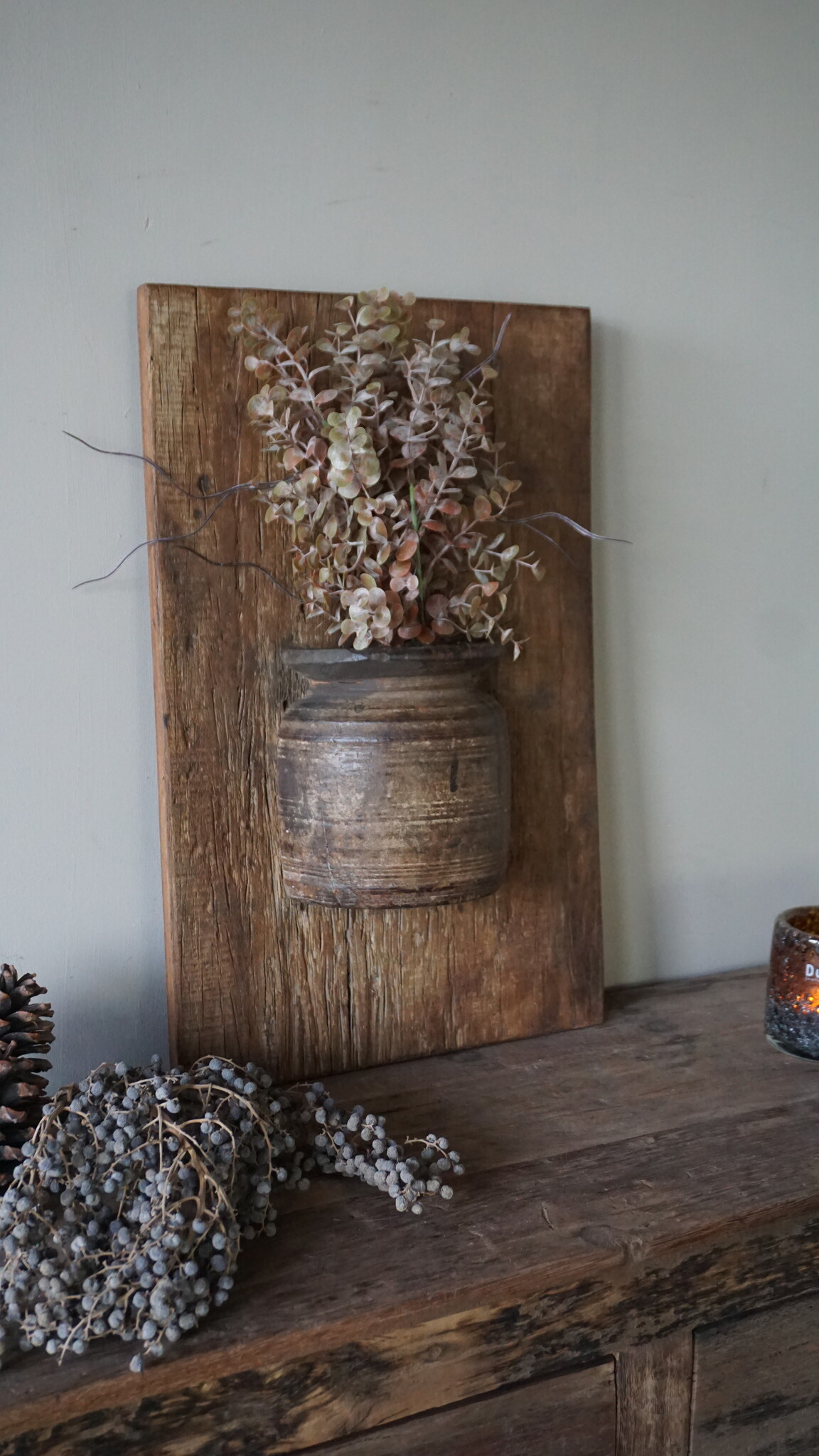 Rene Houtman Wandpaneel Met Vaas/Kruik | Houten Lijst | Nr 13 | H56xB36 cm
