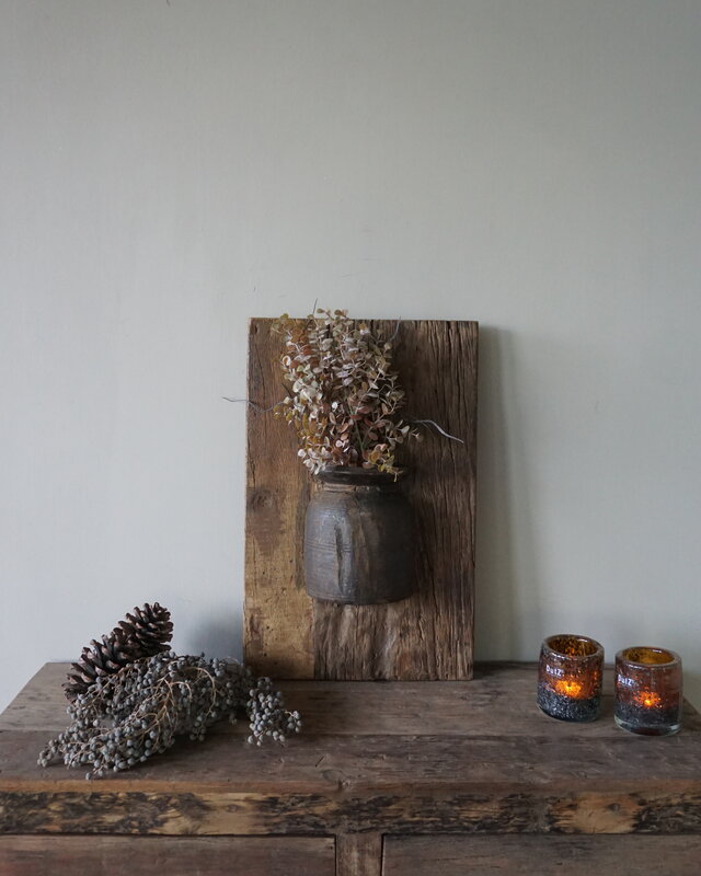 Rene Houtman Wandpaneel Met Vaas/Kruik | Houten Lijst | Nr 14 | H56xB35,5 cm