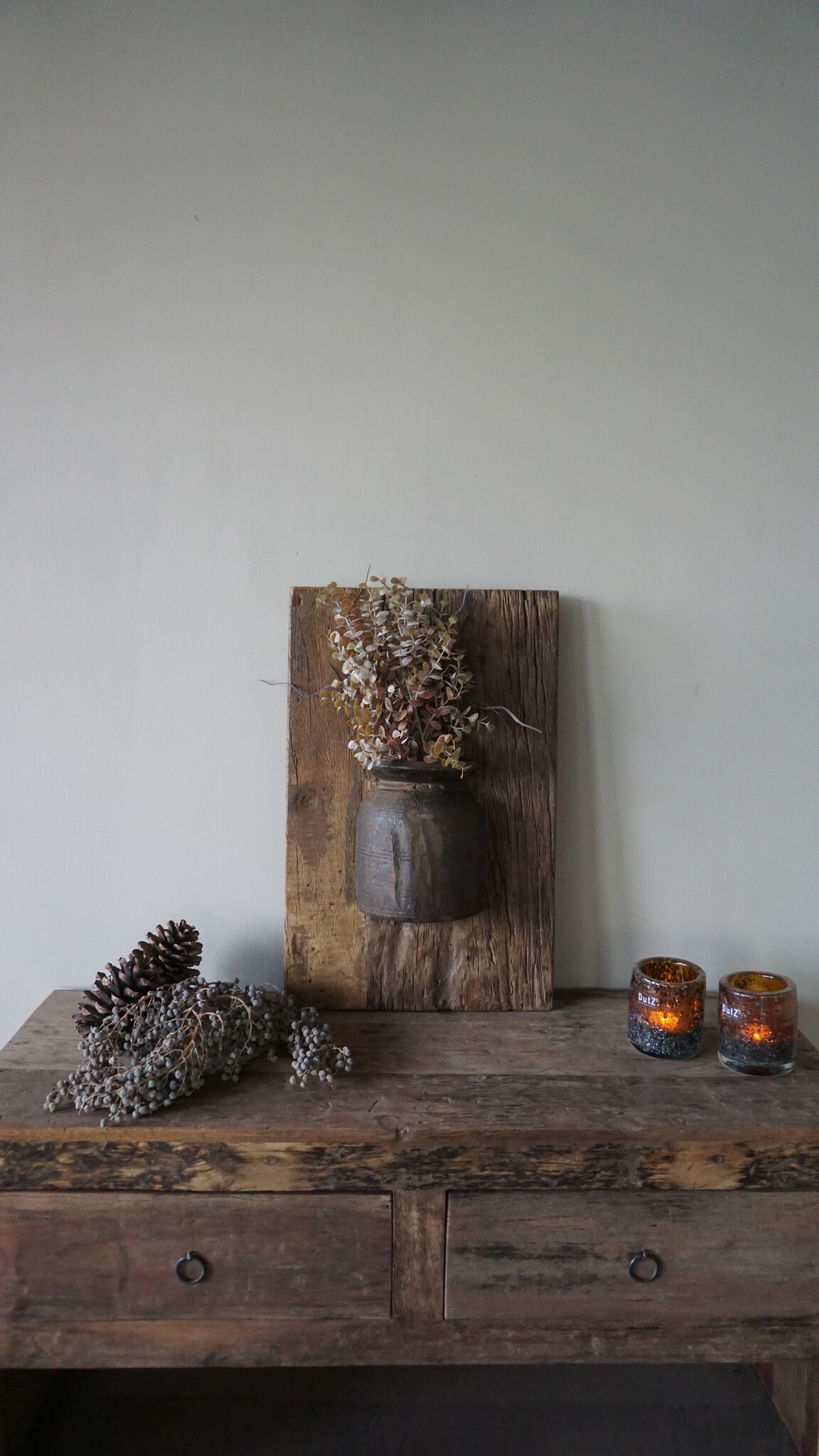 Rene Houtman Wandpaneel Met Vaas/Kruik | Houten Lijst | Nr 14 | H56xB35,5 cm