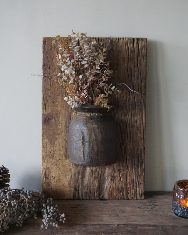 Rene Houtman Wandpaneel Met Vaas/Kruik | Houten Lijst | Nr 14 | H56xB35,5 cm