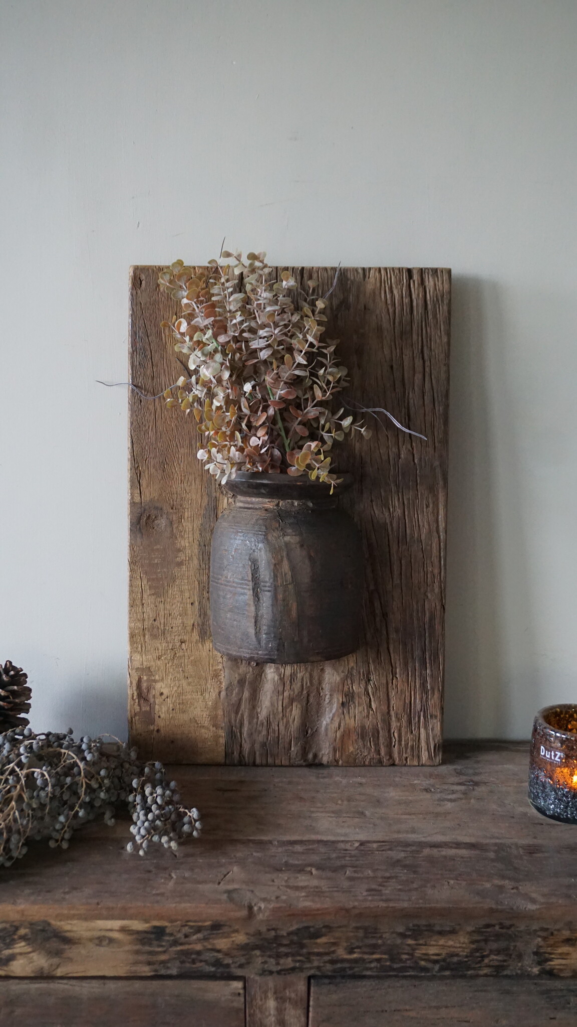 Rene Houtman Wandpaneel Met Vaas/Kruik | Houten Lijst | Nr 14 | H56xB35,5 cm