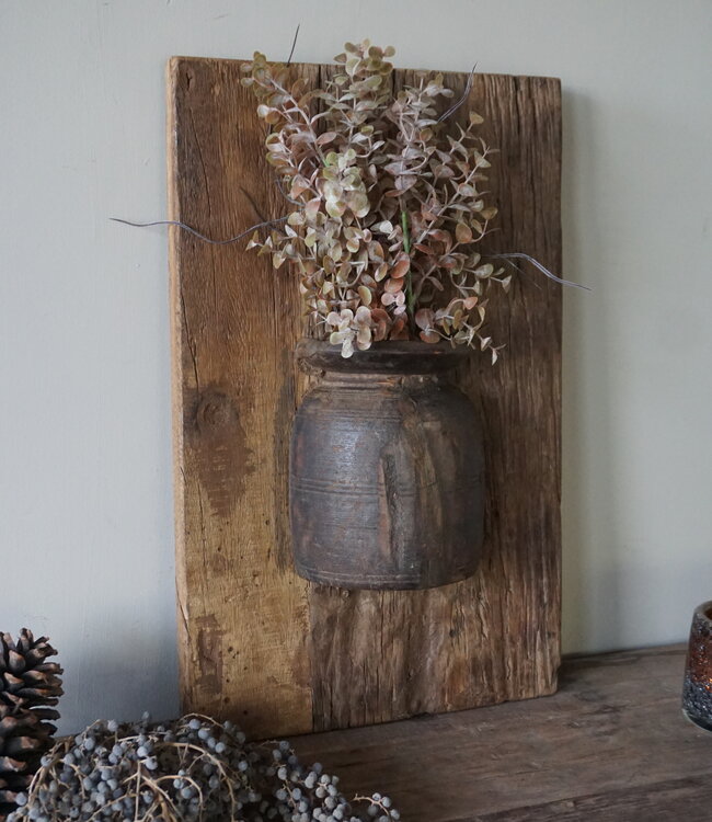 Rene Houtman Wandpaneel Met Vaas/Kruik | Houten Lijst | Nr 14 | H56xB35,5 cm