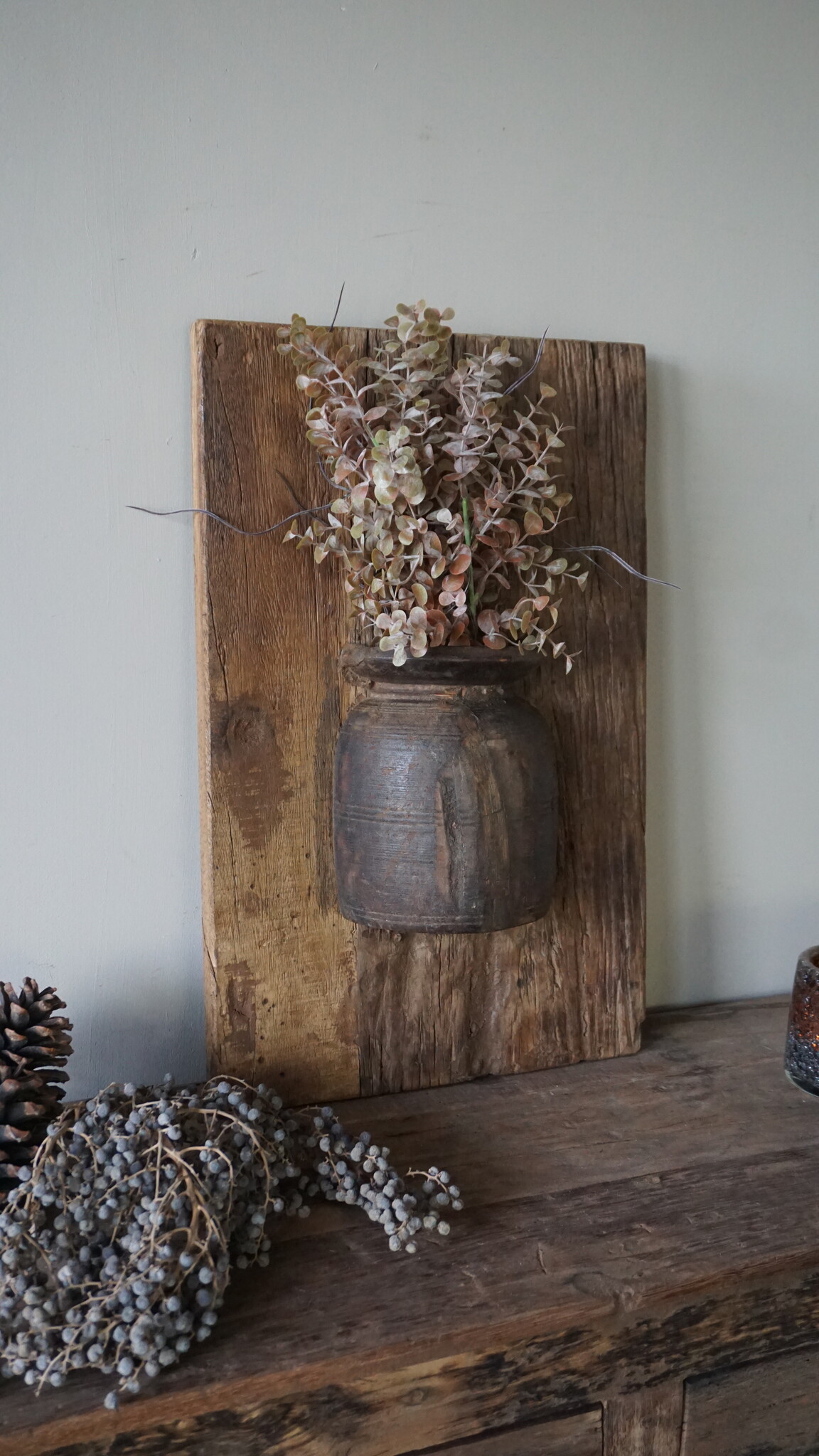 Rene Houtman Wandpaneel Met Vaas/Kruik | Houten Lijst | Nr 14 | H56xB35,5 cm