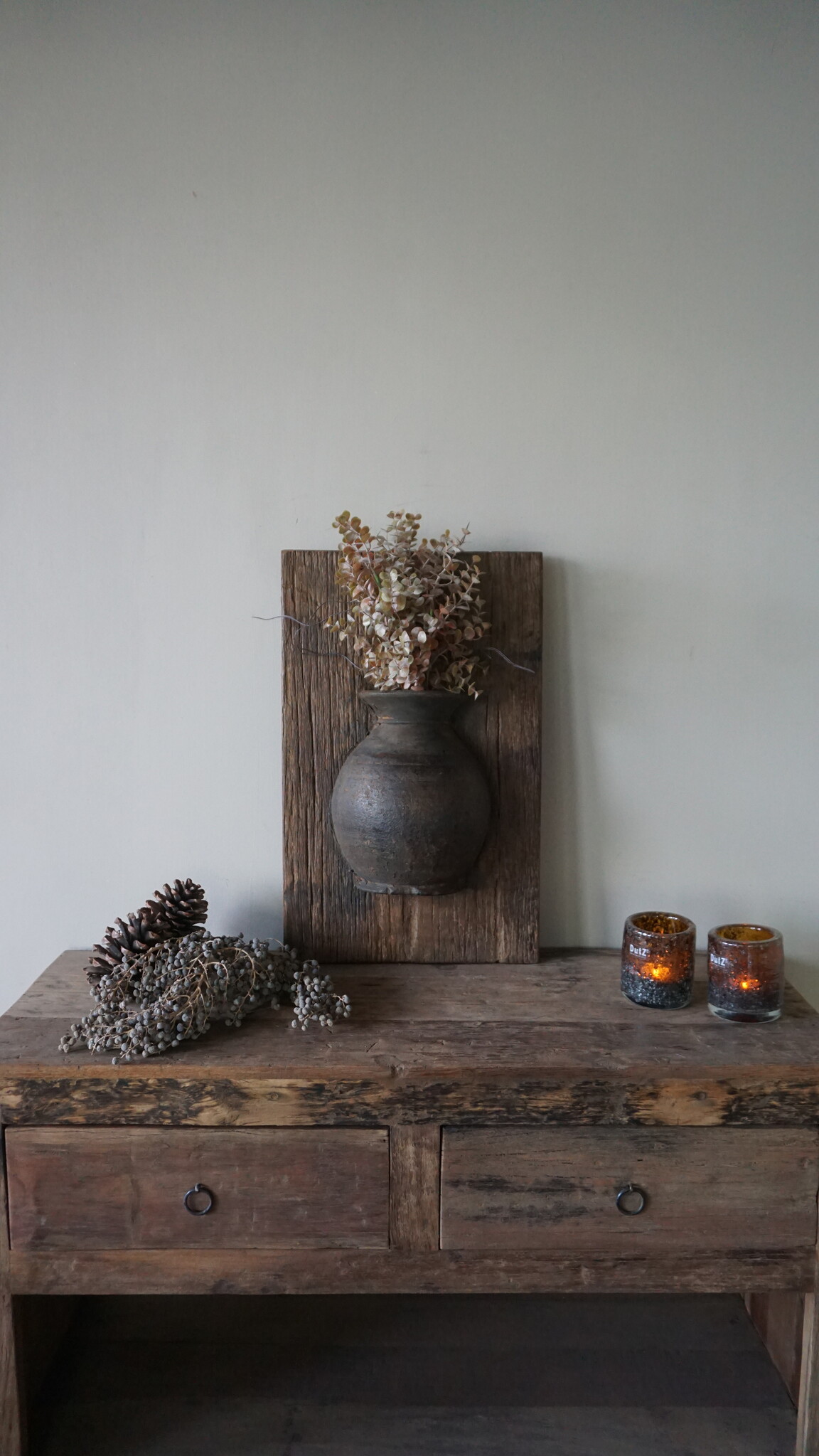Rene Houtman Wandpaneel Met Vaas/Kruik | Houten Lijst | Nr 15 | H56xB35 cm