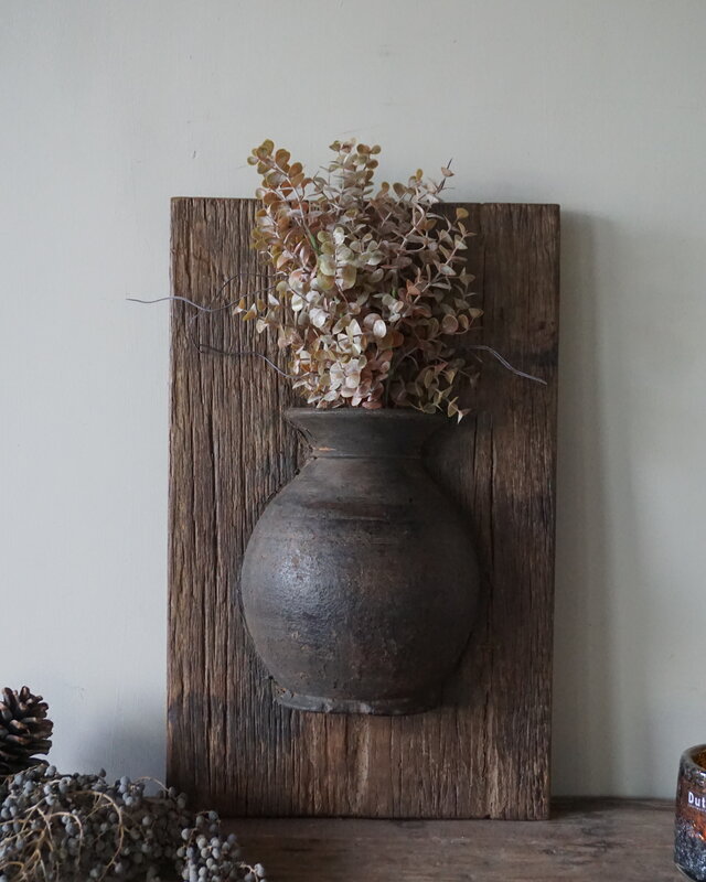 Rene Houtman Wandpaneel Met Vaas/Kruik | Houten Lijst | Nr 15 | H56xB35 cm