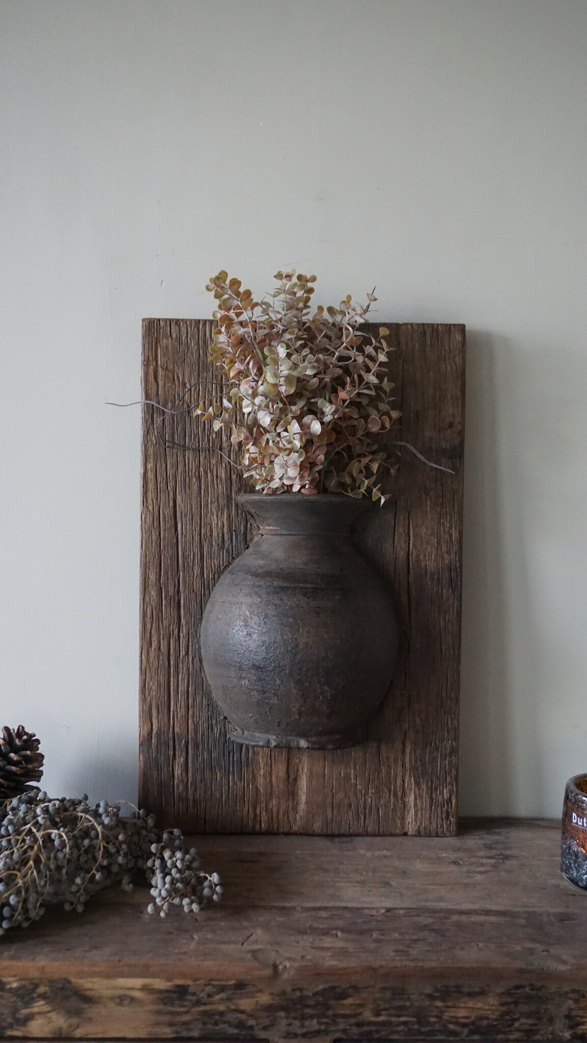 Rene Houtman Wandpaneel Met Vaas/Kruik | Houten Lijst | Nr 15 | H56xB35 cm