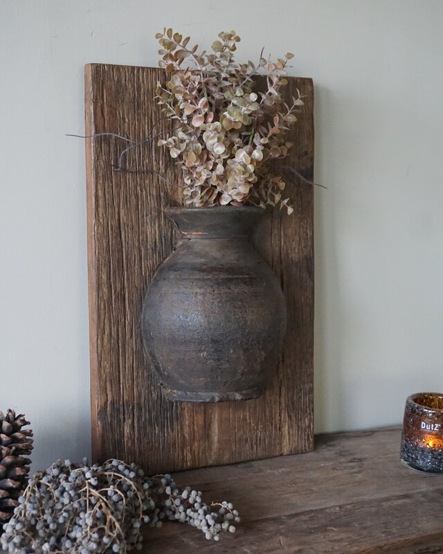 Rene Houtman Wandpaneel Met Vaas/Kruik | Houten Lijst | Nr 15 | H56xB35 cm