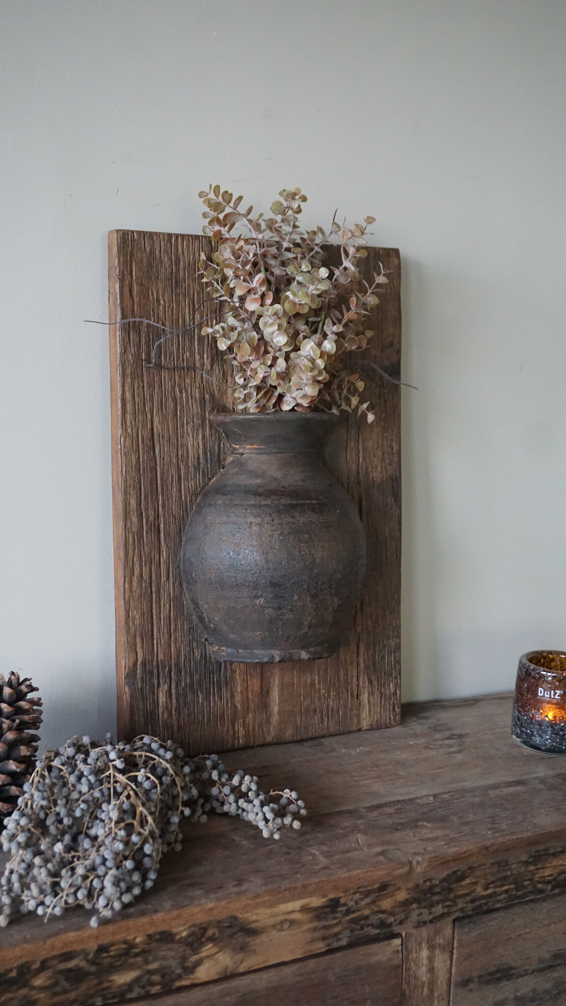 Rene Houtman Wandpaneel Met Vaas/Kruik | Houten Lijst | Nr 15 | H56xB35 cm