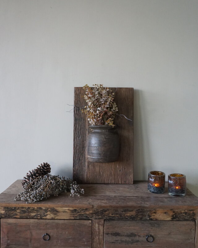 Rene Houtman Wandpaneel Met Vaas/Kruik | Houten Lijst | Nr 16 | H56xB35 cm