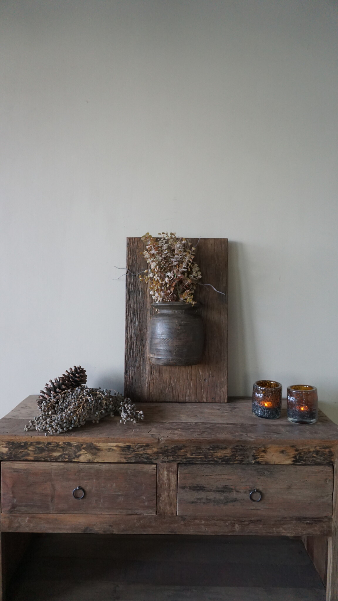 Rene Houtman Wandpaneel Met Vaas/Kruik | Houten Lijst | Nr 16 | H56xB35 cm