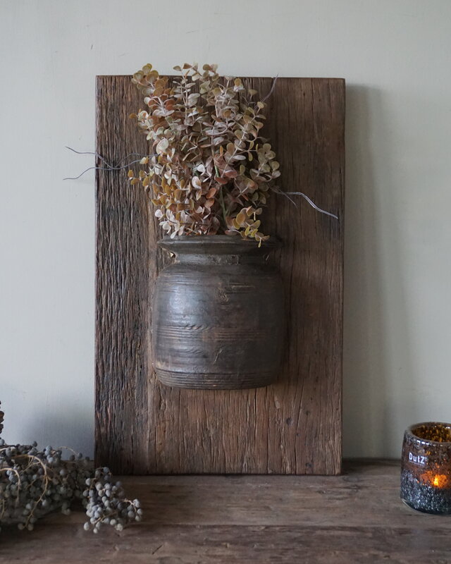 Rene Houtman Wandpaneel Met Vaas/Kruik | Houten Lijst | Nr 16 | H56xB35 cm