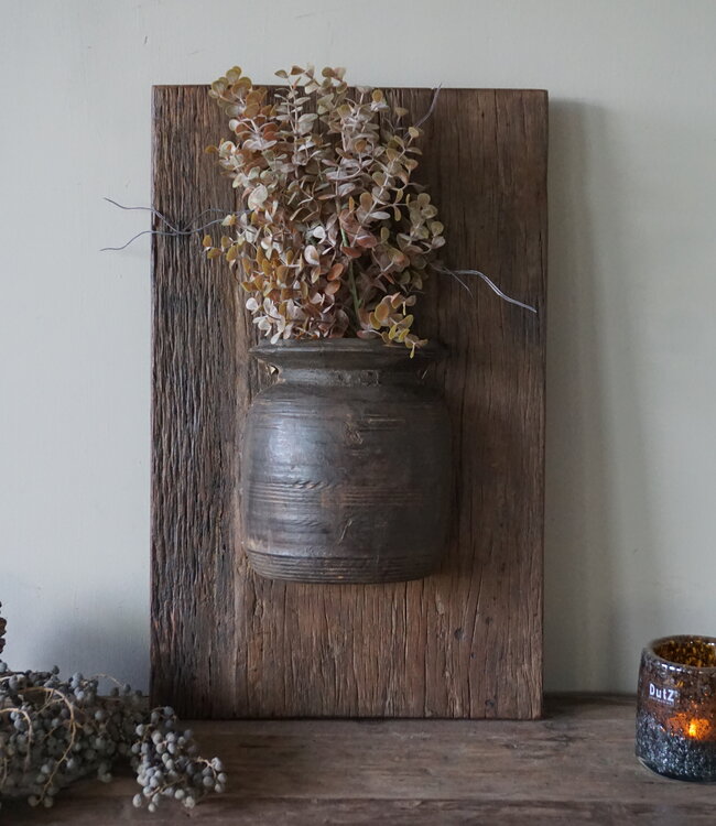 Rene Houtman Wandpaneel Met Vaas/Kruik | Houten Lijst | Nr 16 | H56xB35 cm