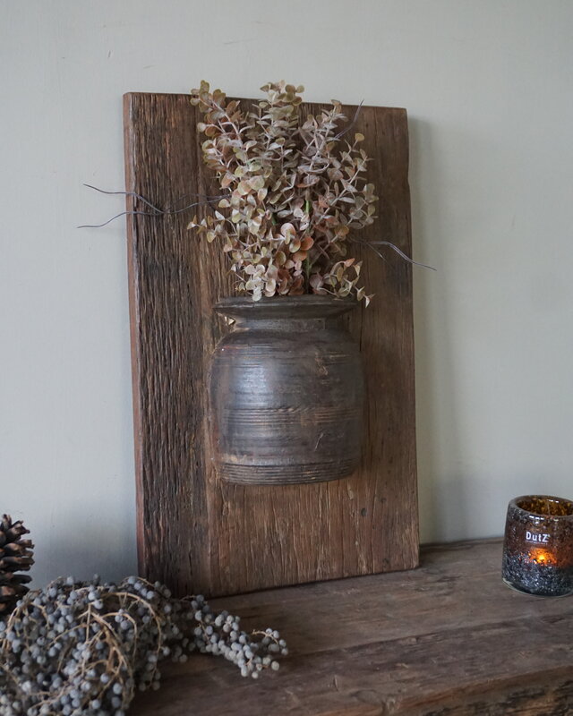 Rene Houtman Wandpaneel Met Vaas/Kruik | Houten Lijst | Nr 16 | H56xB35 cm