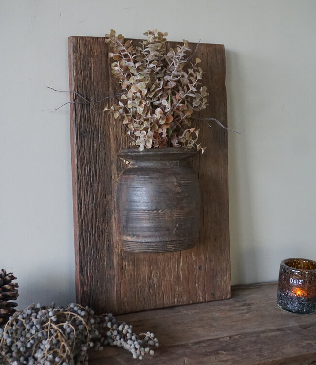 Rene Houtman Wandpaneel Met Vaas/Kruik | Houten Lijst | Nr 16 | H56xB35 cm