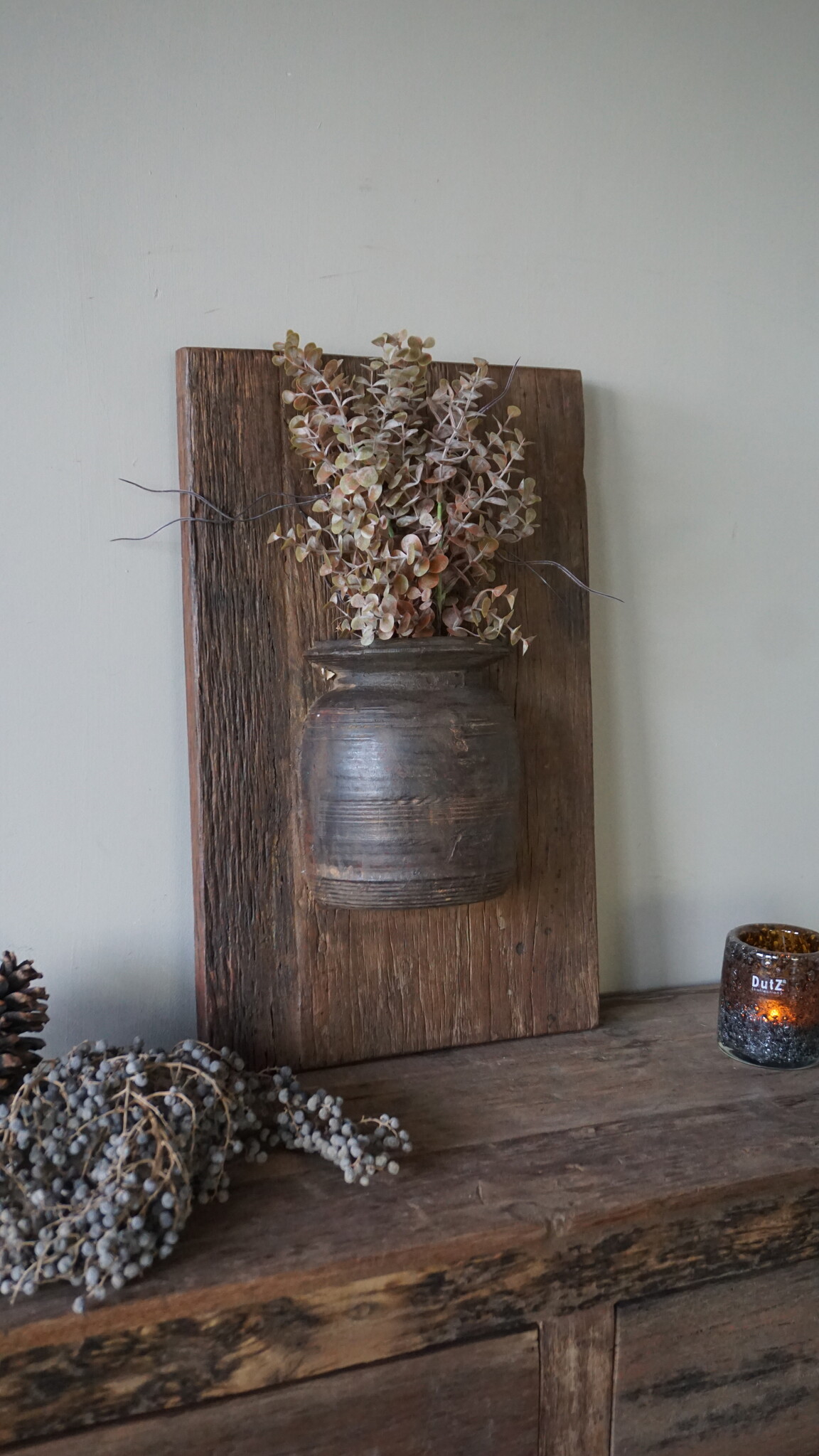 Rene Houtman Wandpaneel Met Vaas/Kruik | Houten Lijst | Nr 16 | H56xB35 cm