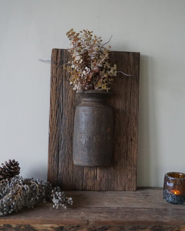 Rene Houtman Wandpaneel Met Vaas/Kruik | Houten Lijst | Nr 17 | H56xB36 cm