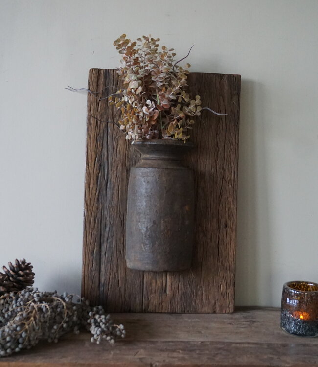 Rene Houtman Wandpaneel Met Vaas/Kruik | Houten Lijst | Nr 17 | H56xB36 cm