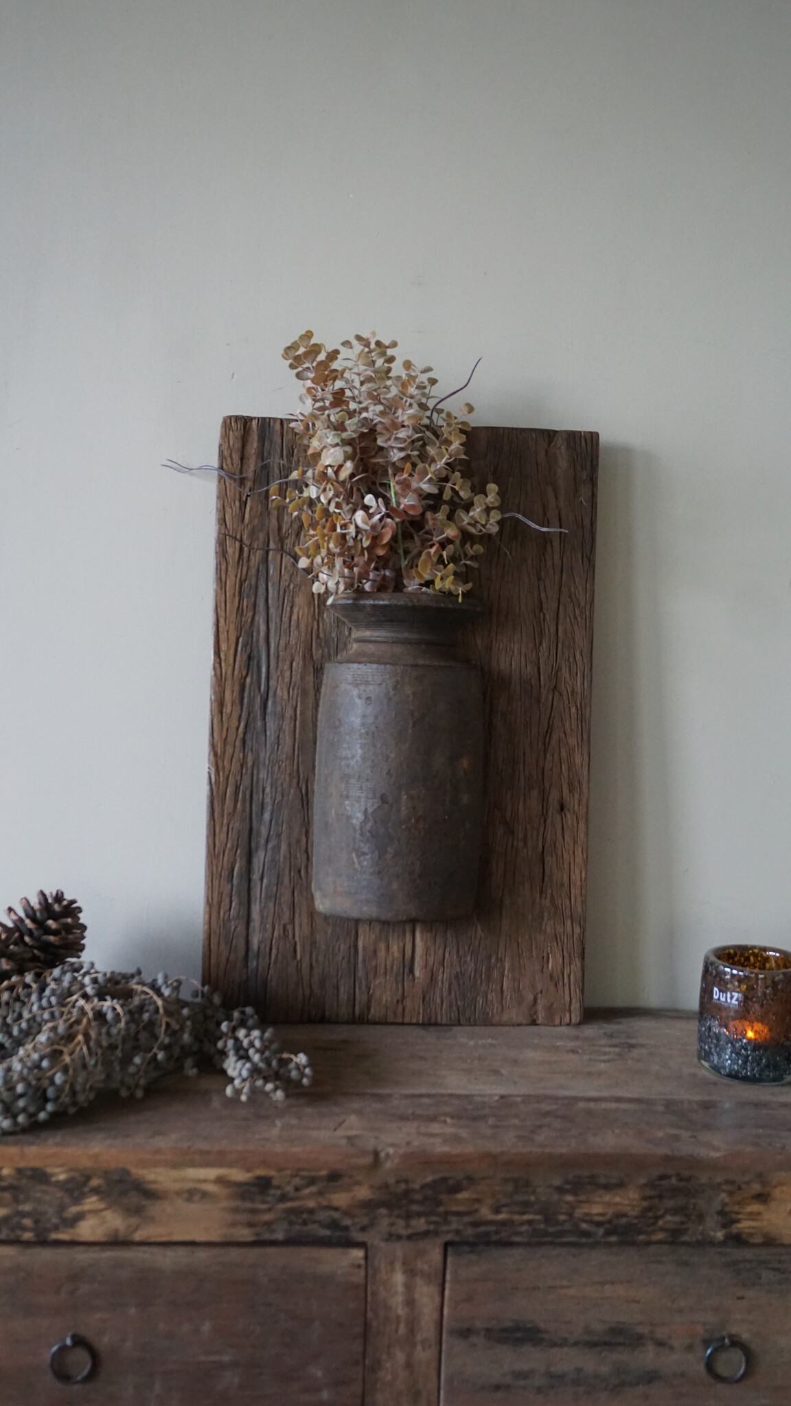 Rene Houtman Wandpaneel Met Vaas/Kruik | Houten Lijst | Nr 17 | H56xB36 cm