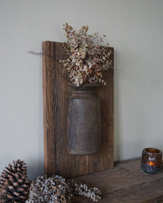 Rene Houtman Wandpaneel Met Vaas/Kruik | Houten Lijst | Nr 17 | H56xB36 cm