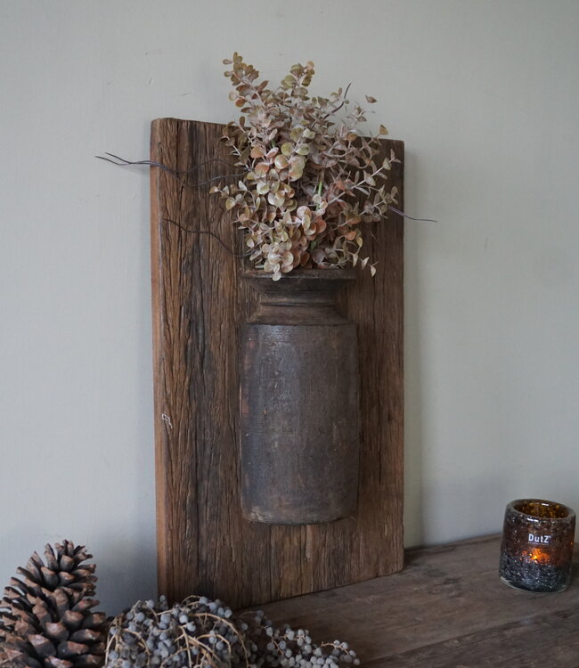 Rene Houtman Wandpaneel Met Vaas/Kruik | Houten Lijst | Nr 17 | H56xB36 cm