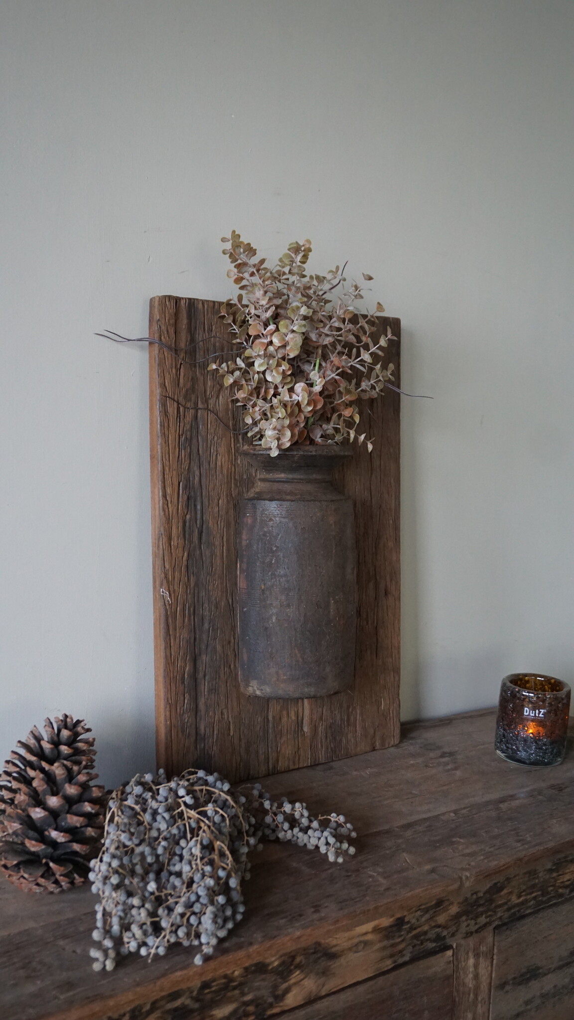 Rene Houtman Wandpaneel Met Vaas/Kruik | Houten Lijst | Nr 17 | H56xB36 cm