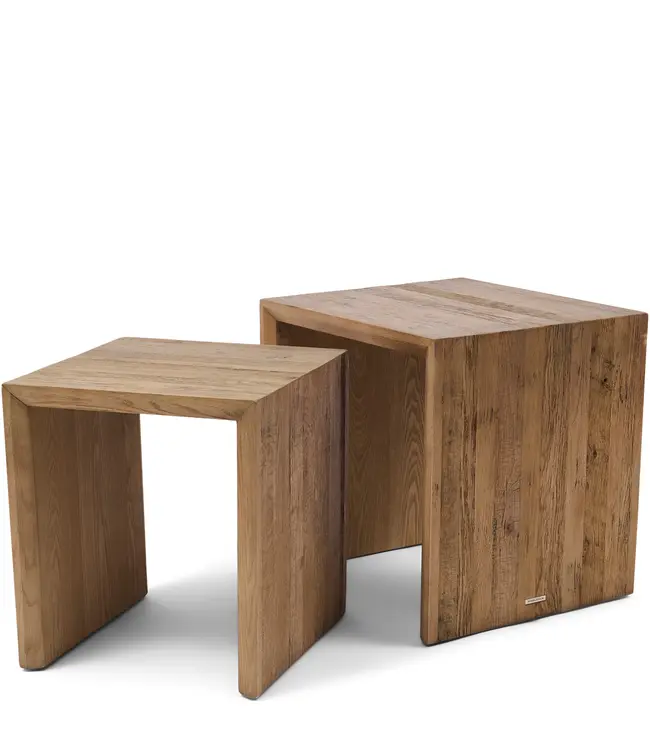 Rivièra Maison Sant Mateu Bijzettafel | Set Van 2 | Eikenhout