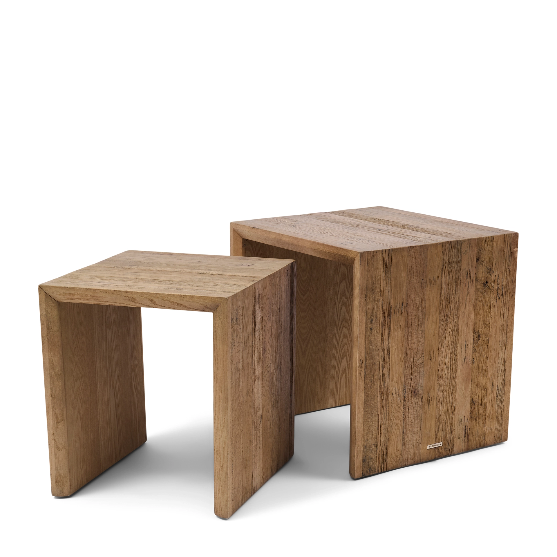 Rivièra Maison Sant Mateu Bijzettafel | Set Van 2 | Eikenhout